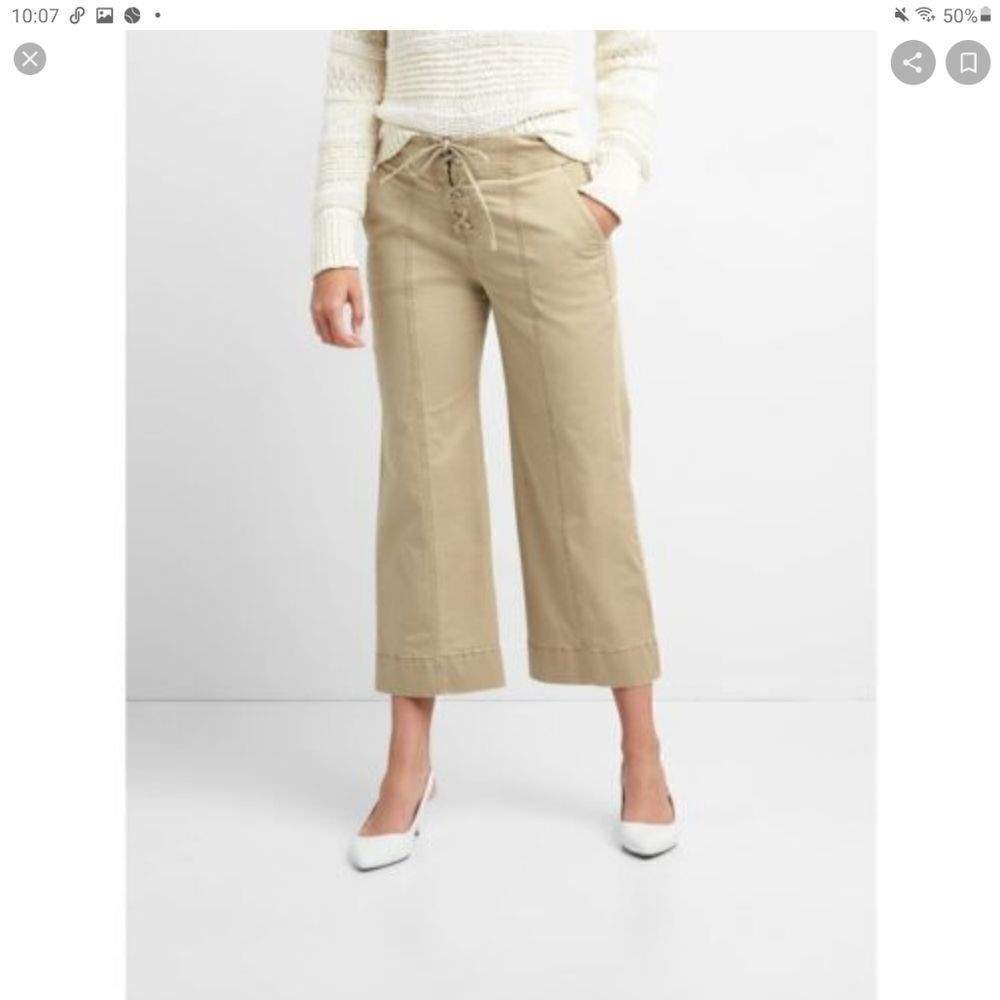 NEW WITH TAGS GAP HIGH RISE WIDE LEG CROP PANTS IN KHAKI